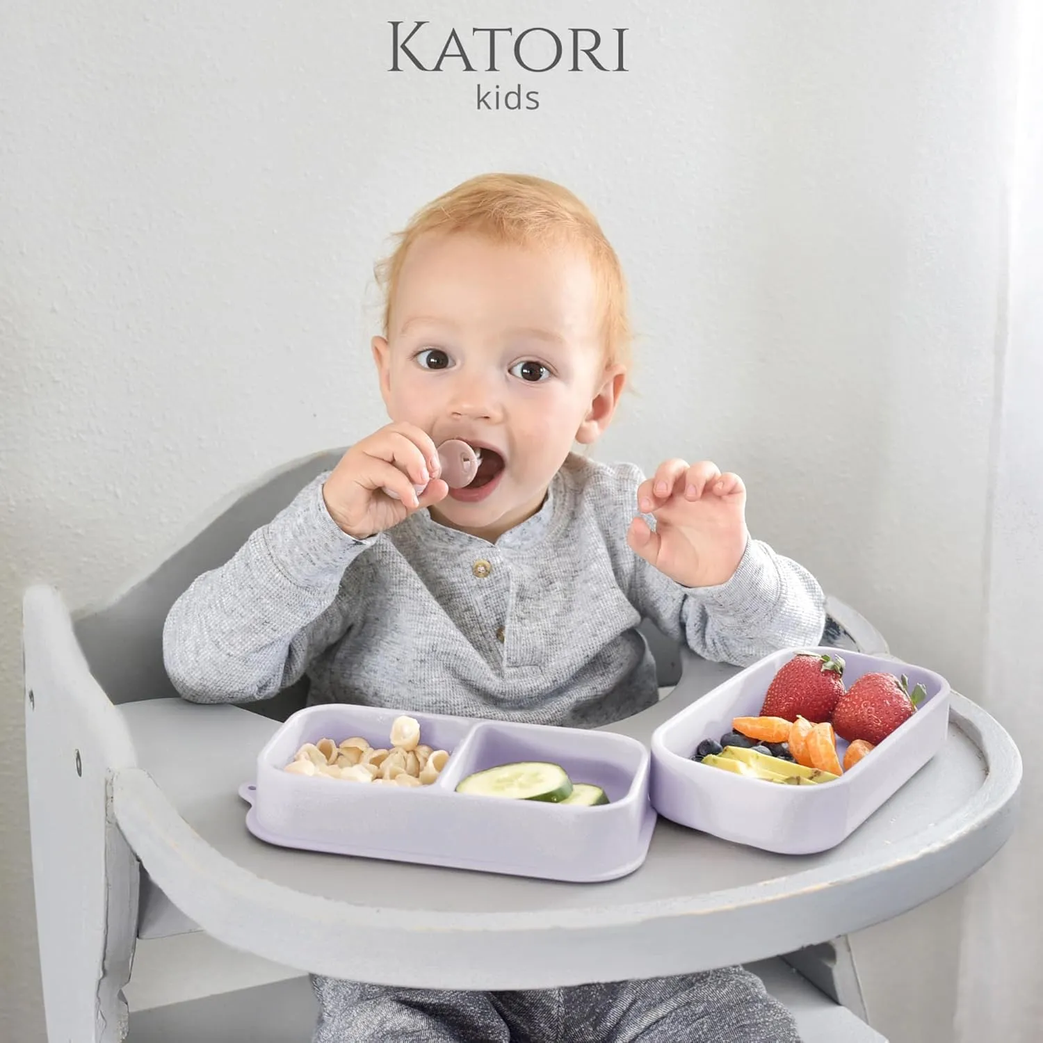 KATORI KIDS Suction Plate for Baby To Go | 5pc Travel Silicone Baby Plate Feeding Set with Travel Bag | Toddler Plate | Baby Travel Essential | Baby Bowl | Platos para Bebes