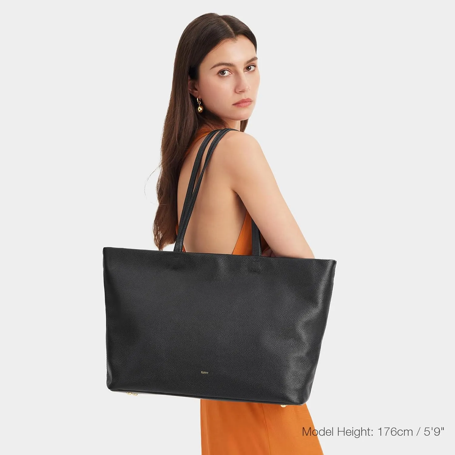 Kattee Leather Tote Bags for Women, Soft Shoulder Purse and Handbags Zipper Totes Travel Work Extra Large