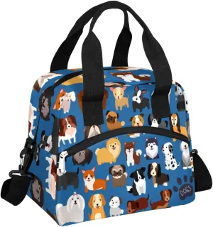 Kawaii Dog Insulated Lunch Bag for Women Men Reusable Lunch Box Cooler Bag Large Leakproof Lunch Tote with Adjustable Shoulder Strap for Adult Work Picnic Camping Beach Office