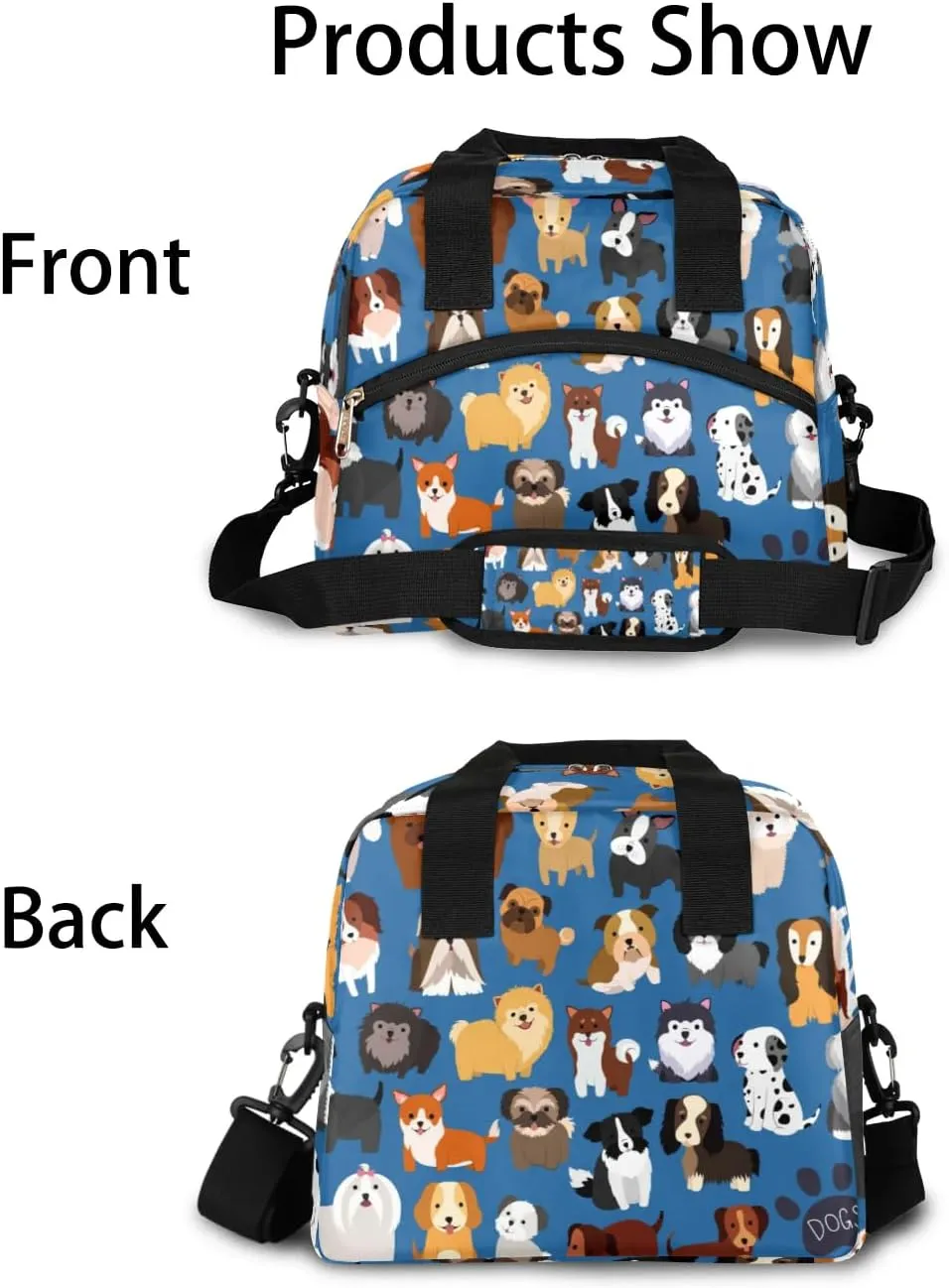 Kawaii Dog Insulated Lunch Bag for Women Men Reusable Lunch Box Cooler Bag Large Leakproof Lunch Tote with Adjustable Shoulder Strap for Adult Work Picnic Camping Beach Office