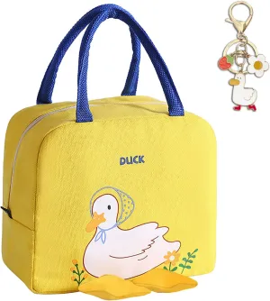 Kawaii Lunch Bag Cute Duck Lunch Box Insulated Bag Reusable Tote Bag for Hot or Cold Work, Picnic, Travel