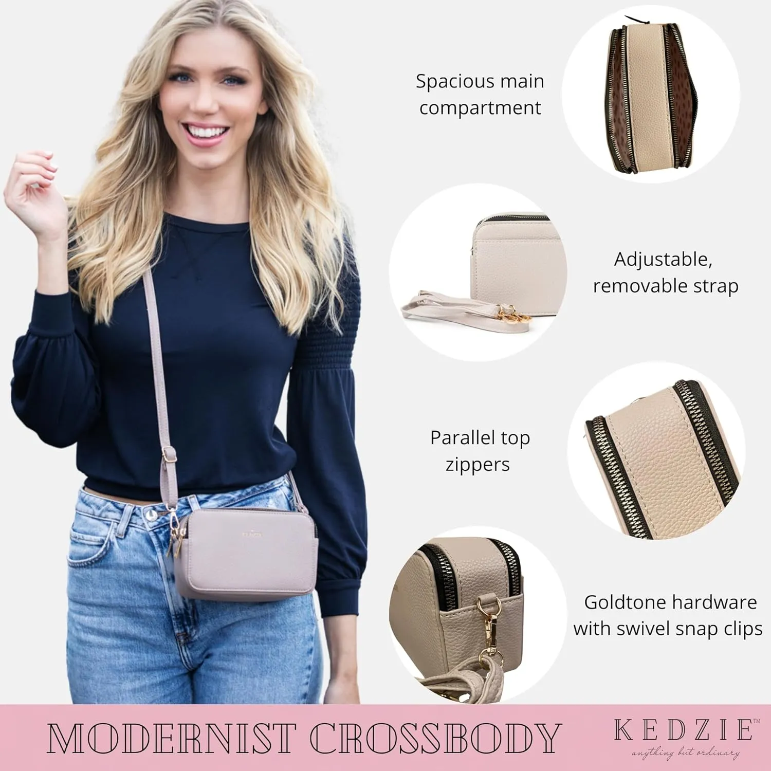 KEDZIE Color Pop Modernist Vegan Leather Crossbody Shoulder Compact Camera Shape Bag For Women With Adjustable Strap