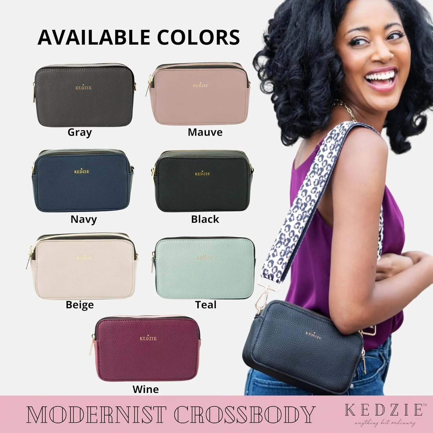 KEDZIE Color Pop Modernist Vegan Leather Crossbody Shoulder Compact Camera Shape Bag For Women With Adjustable Strap