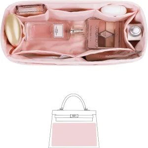 Kelly 25 Bag Insert, Purse Organizer Insert Compatible with Kelly Bag, Silky Purse Organizers for Inside Purse, Lightweight Handbag Shaper, Multi Color Options (Pink, KE 25)