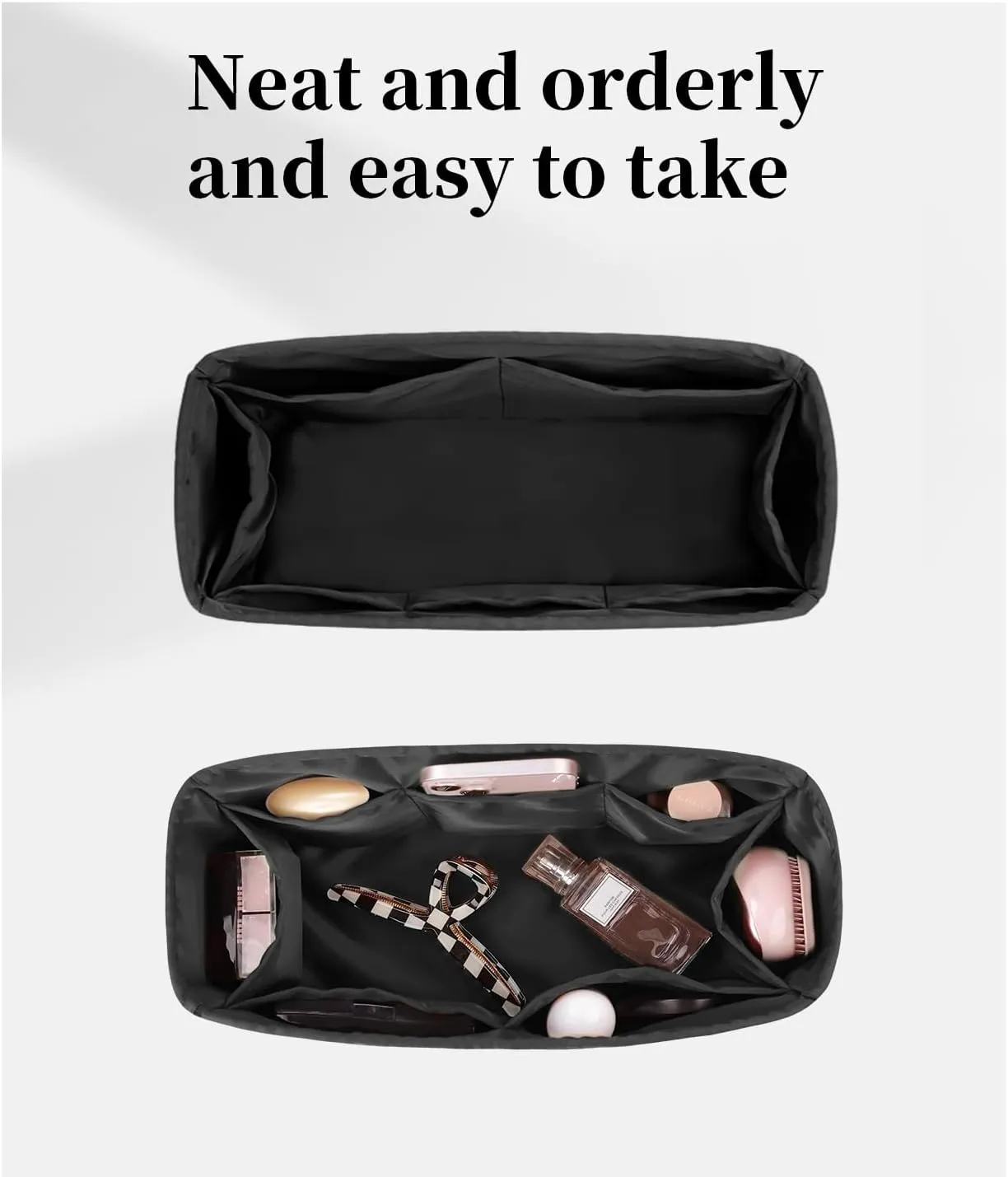 Kelly Bag Insert, Silky Purse Organizers, Lightweight, Compatible with Hermes Kelly Mini II, Multi Color Options (Black, Mini II)