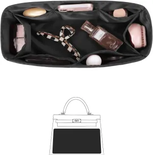 Kelly Bag Insert, Silky Purse Organizers, Lightweight, Compatible with Hermes Kelly Mini II, Multi Color Options (Black, Mini II)