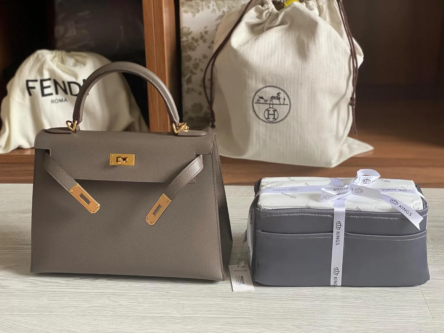 Kelly Pochette Insert, Silky Purse Organizers for Inside Purse, Lightweight Shaper Compatible with Hermes Kelly Pochette Bag, Multi Color Options(Grismeyer, Pochette)