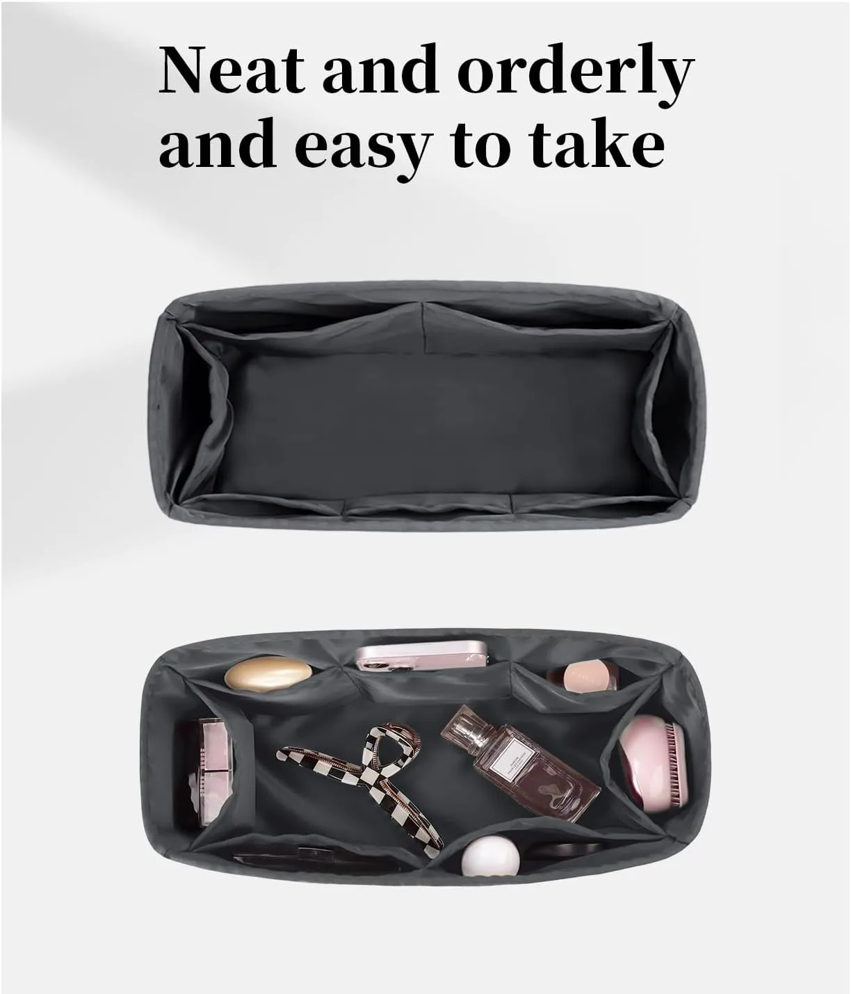Kelly Pochette Insert, Silky Purse Organizers for Inside Purse, Lightweight Shaper Compatible with Hermes Kelly Pochette Bag, Multi Color Options(Grismeyer, Pochette)