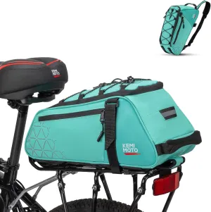 KEMIMOTO Rear Bike Rack Bag - 8L PVC Water Resistant Ebike Bags for Bicycle Rear Rack, Bicycle Trunk Pannier for Commuter Travel Shopping and Cycling (Green)