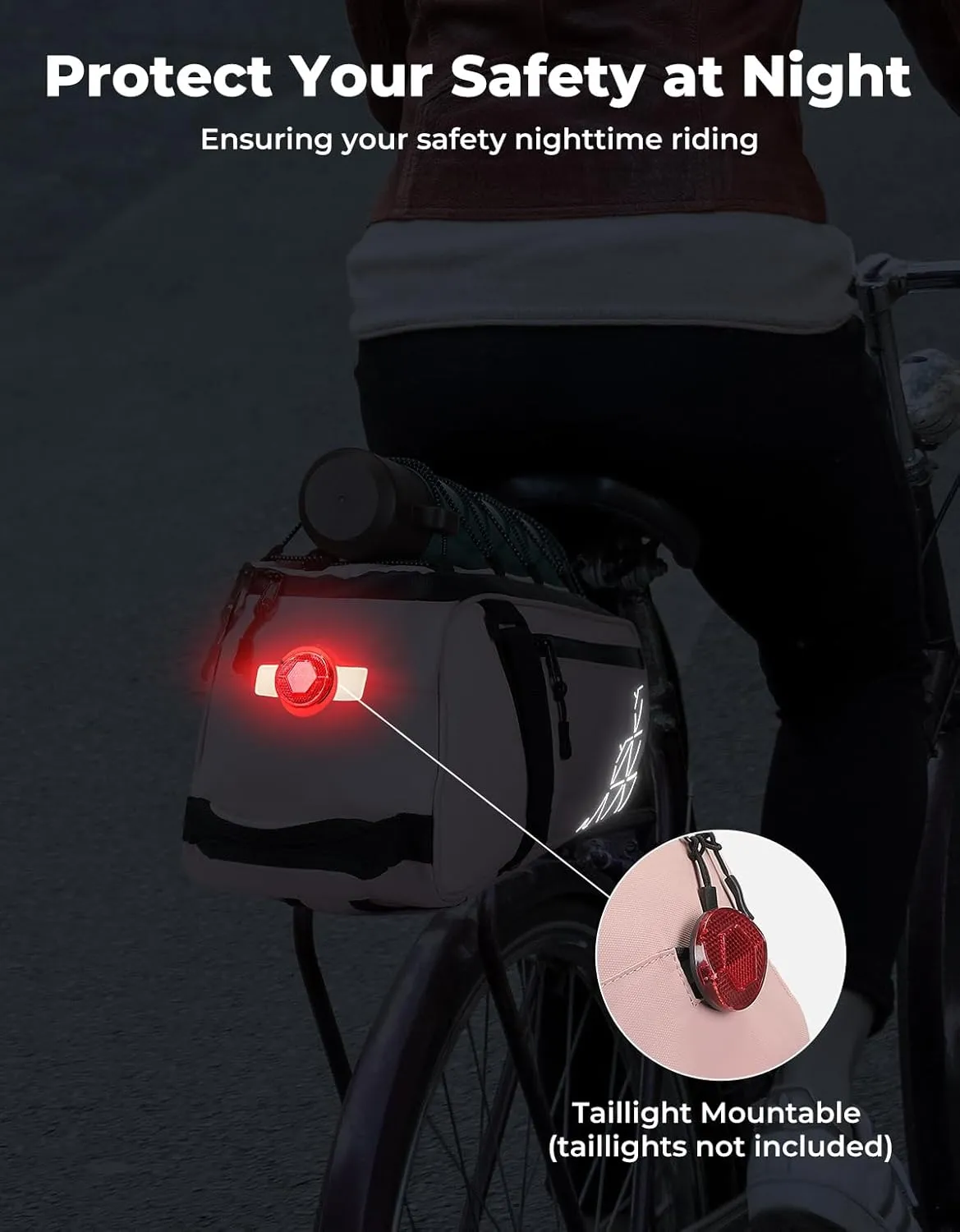 KEMIMOTO Rear Bike Rack Bag - 8L PVC Water Resistant Ebike Bags for Bicycle Rear Rack, Bicycle Trunk Pannier for Commuter Travel Shopping and Cycling (Pink)