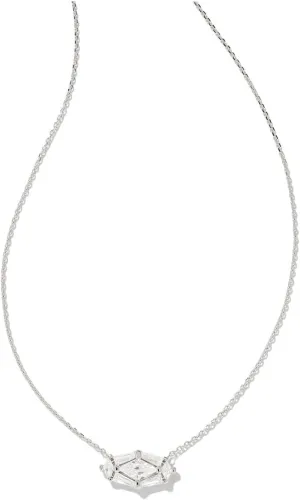 Kendra Scott, Womens, Lindy Rae Elisa Short Pendant Necklace, Silver White Crystal, One Size