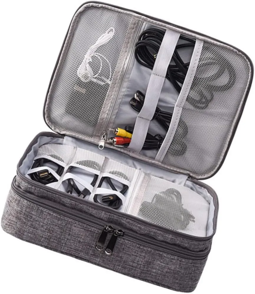 KICHOUSE Layers Travel Storage Bag Kit for Electronics Organizer Case for Data Cables Power Banks U Disks Earphones