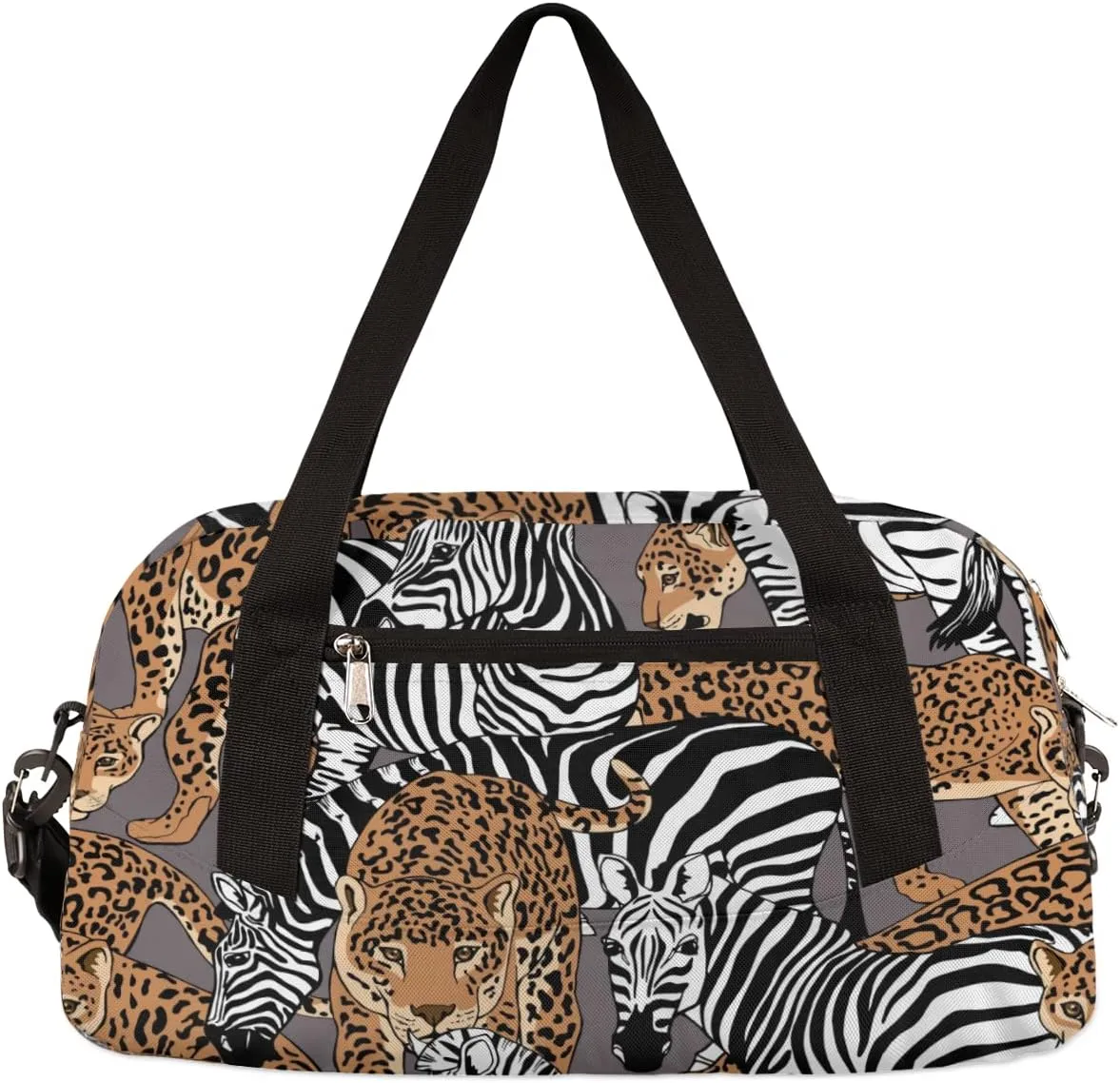 Kids Duffel Bag Animal Wild Leopards Zebra Overnight Bags Girl Boy Sports Duffel Bag Kids Travel Bag for Gymnastic School Practice Dance Bag Carry-On Weekender Bag