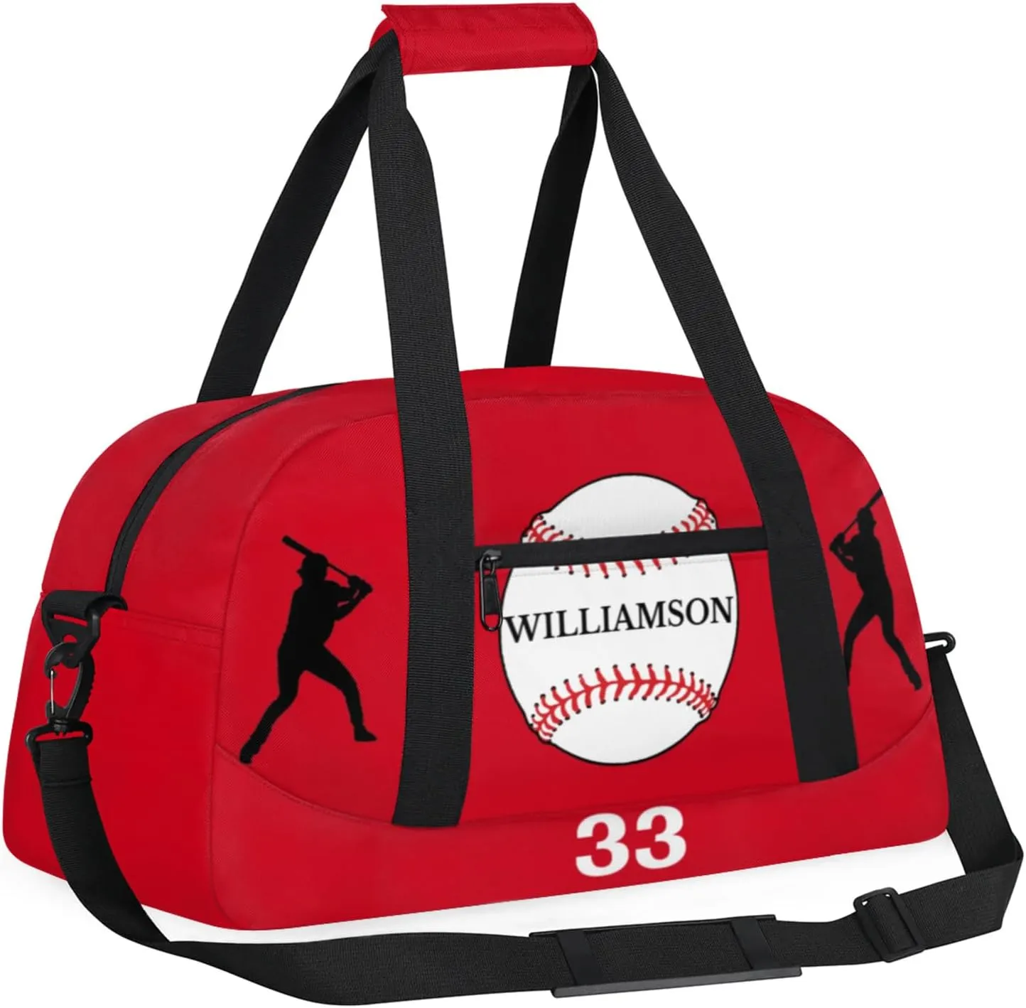 Kids Duffle Bag Personalized Gym Bag Overnight Bags, Ideal for Travel and Sports, Suitable for Men Women for Gym, Dance, Yoga, Durable Waterproof Sport Overnight Handbags Baseball Red