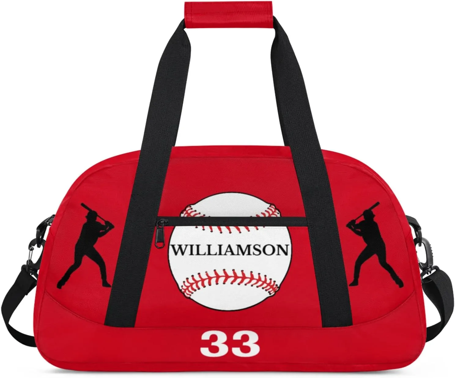Kids Duffle Bag Personalized Gym Bag Overnight Bags, Ideal for Travel and Sports, Suitable for Men Women for Gym, Dance, Yoga, Durable Waterproof Sport Overnight Handbags Baseball Red