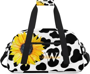 Kids Duffle Bag Personalized Gym Bag Overnight Bags, Ideal for Travel and Sports, Suitable for Men Women for Gym, Dance, Yoga, Durable Waterproof Sport Overnight Handbags Cow Print