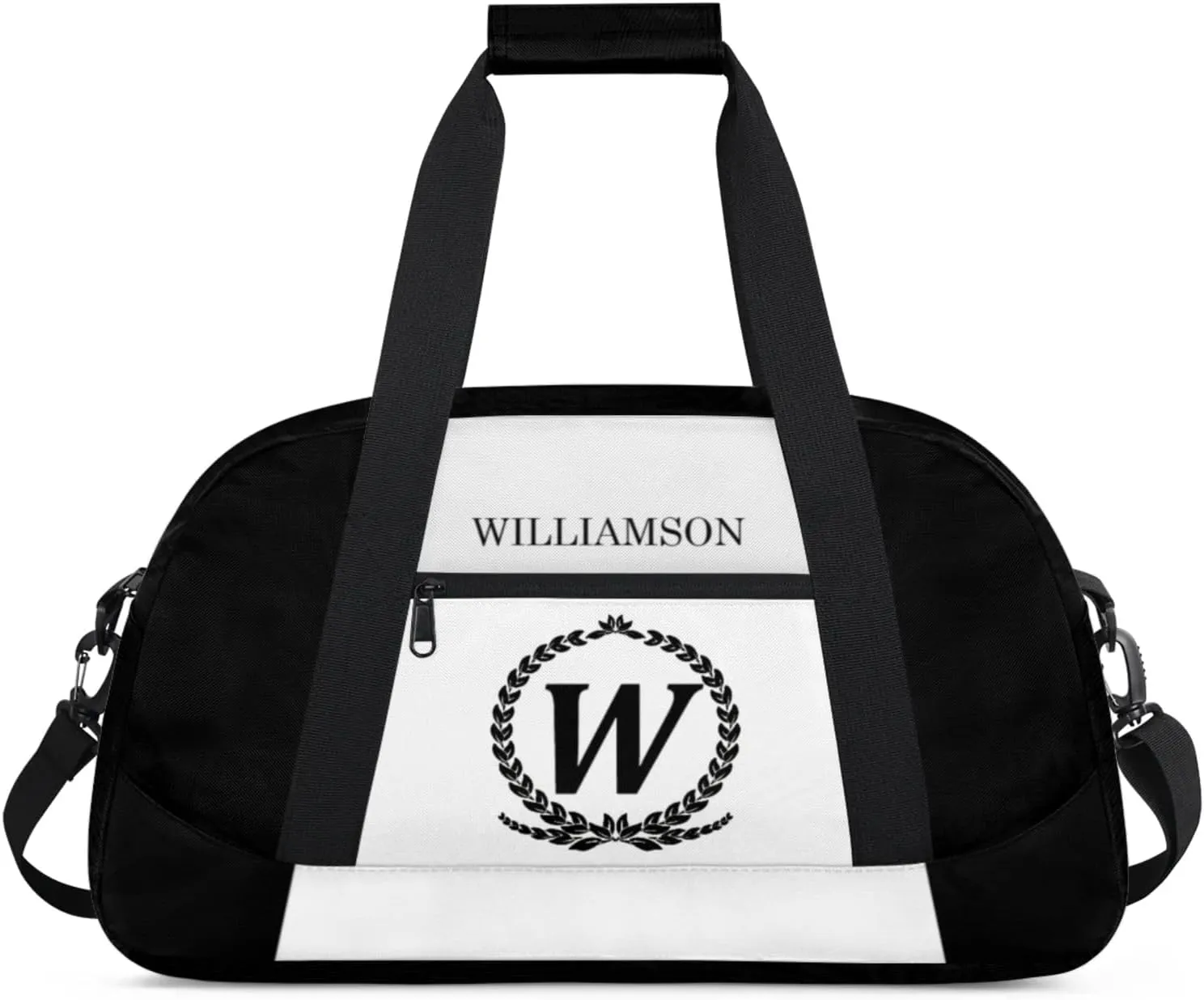 Kids Duffle Bag Personalized Gym Bag Overnight Bags, Ideal for Travel and Sports, Suitable for Men Women for Gym, Dance, Yoga, Durable Waterproof Sport Overnight Handbags Initial Black
