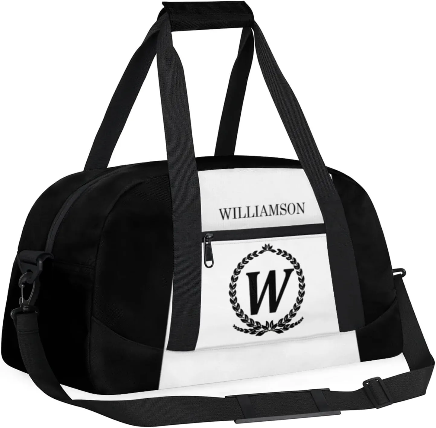 Kids Duffle Bag Personalized Gym Bag Overnight Bags, Ideal for Travel and Sports, Suitable for Men Women for Gym, Dance, Yoga, Durable Waterproof Sport Overnight Handbags Initial Black