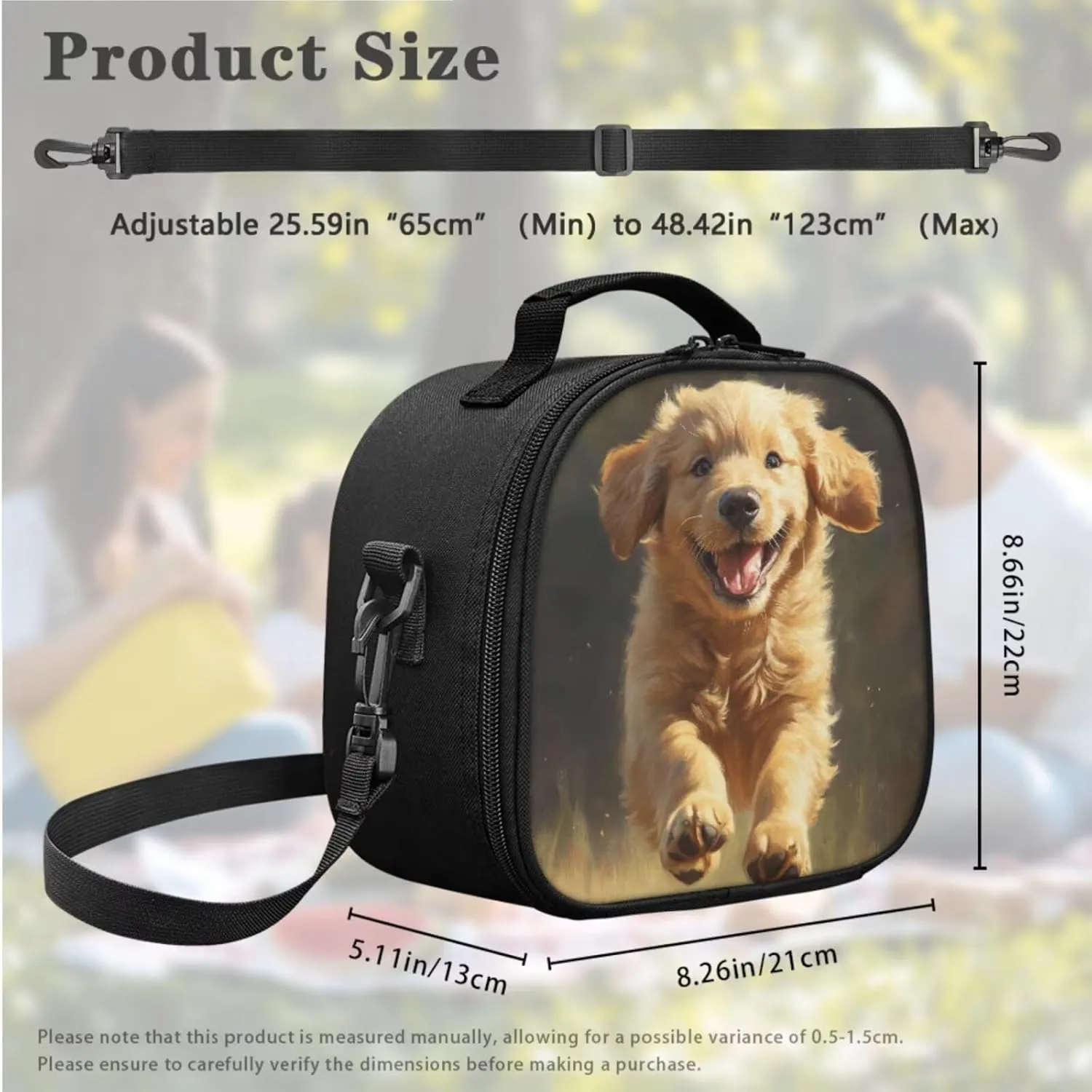 Kids Lunch Bag Golden Retriever Crossbody Lunch Bag for Kids with Adjustable Strap Flatware Storage Bag for Fork Spoon 2 Pack Lunch Box Bag for Camping