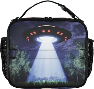 Kids Lunch Box, Flying Saucer Beam Tree Night Insulated Lunch Bag for Kids Girls Boys Cooler Thermal Meal Tote with Adjustable Shoulder Strap