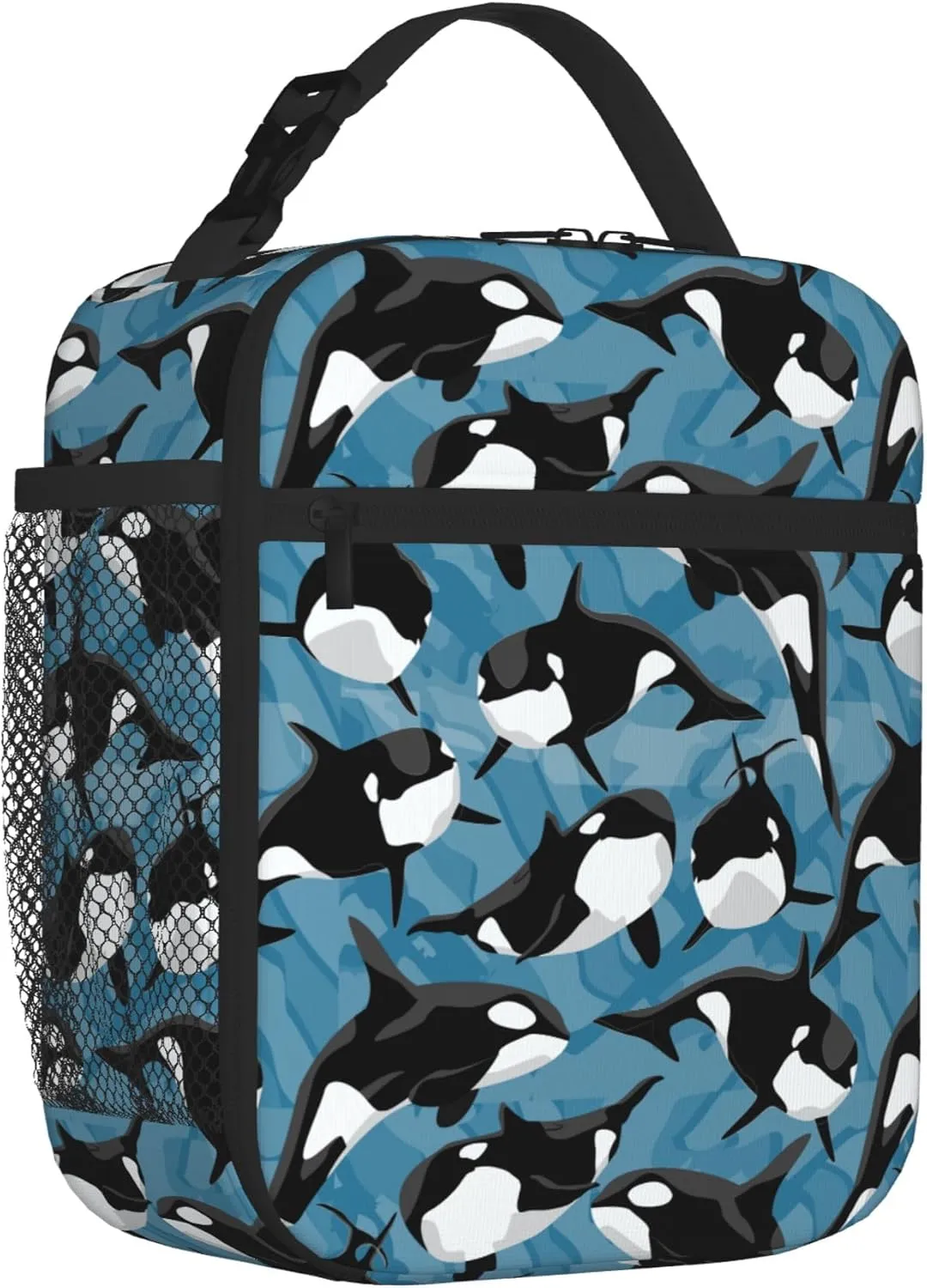Kids Lunch Box Lunch Bag for Boys Girls, Reusable Insulated Lunch Boxes Tote Bag, High Capacity Leakproof Thermal Cooler Sack Food Handbags for School Work Picnic Camping Gifts (Killer Whale)