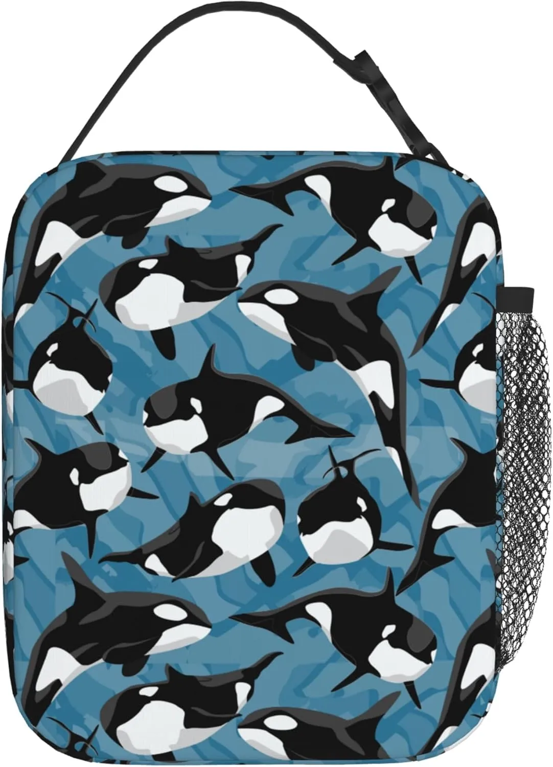 Kids Lunch Box Lunch Bag for Boys Girls, Reusable Insulated Lunch Boxes Tote Bag, High Capacity Leakproof Thermal Cooler Sack Food Handbags for School Work Picnic Camping Gifts (Killer Whale)