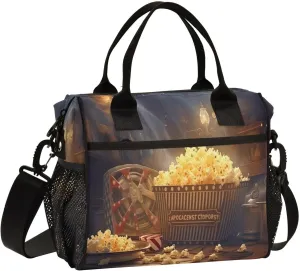 Kigai Popcorn Cinema Lunch Bag Reusable Insulated Lunch Box for Women & Men, Leakproof Lunch Cooler Bag Tote Bag for Work, Travel, Outdoor Medium