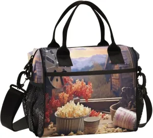 Kigai Popcorn Cinema Lunch Bag Reusable Insulated Lunch Box for Women & Men, Leakproof Lunch Cooler Bag Tote Bag for Work, Travel, Outdoor Small