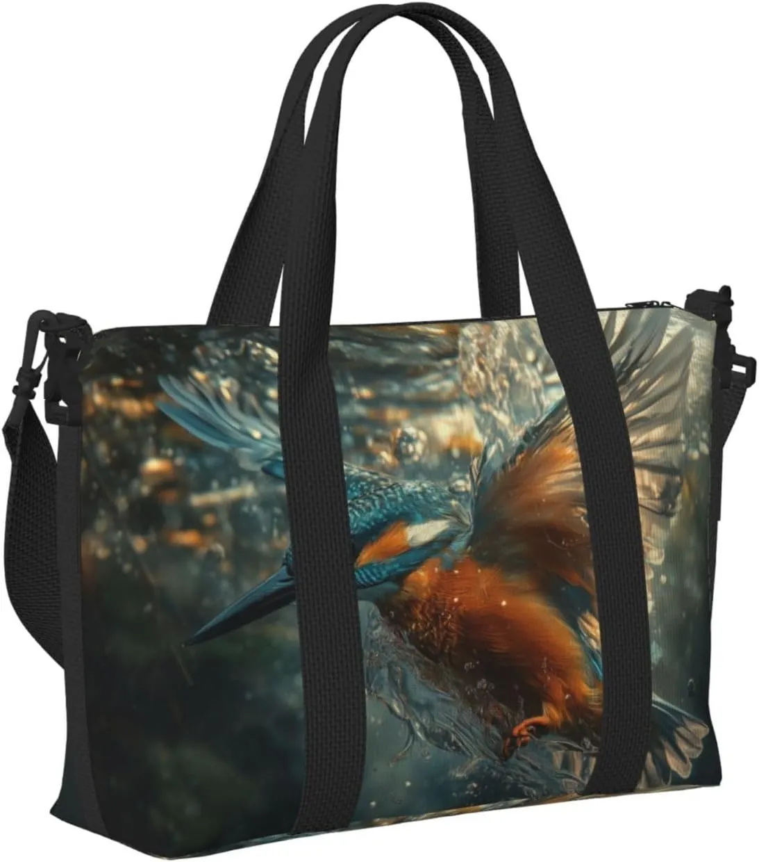 kingfisher print Travel Duffel Bag, Sports Tote Gym Bag, Swim Pool Bag Large Shoulder Tote Bag for Beach Weekender