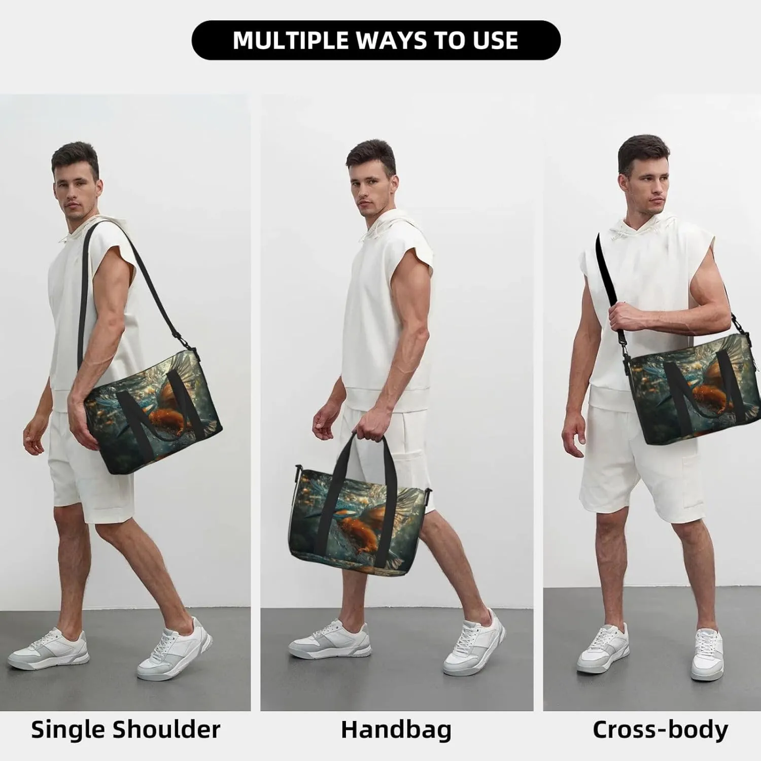 kingfisher print Travel Duffel Bag, Sports Tote Gym Bag, Swim Pool Bag Large Shoulder Tote Bag for Beach Weekender