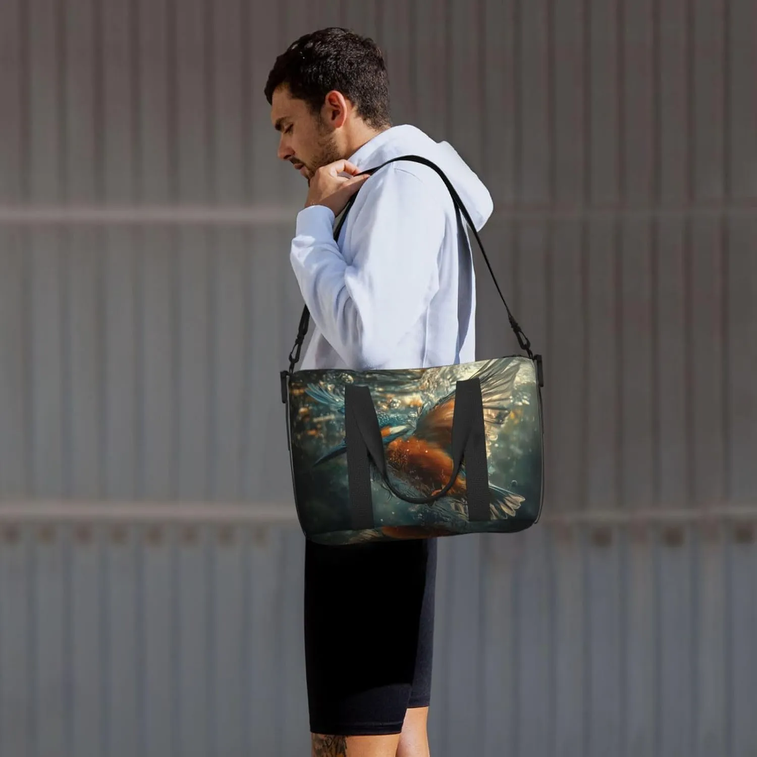kingfisher print Travel Duffel Bag, Sports Tote Gym Bag, Swim Pool Bag Large Shoulder Tote Bag for Beach Weekender