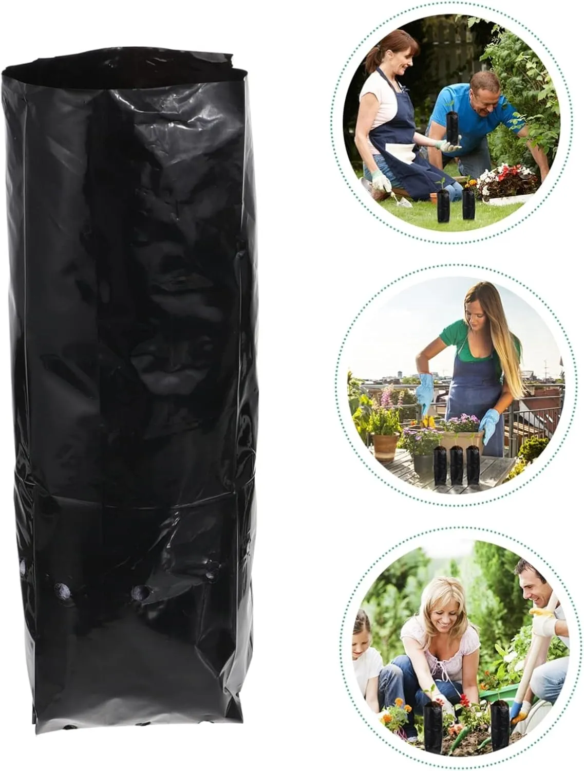 Kisangel 3sets Nursery Growing Bags 10x30cm Thickened Aeration Grow Bags Planting Gardening Bag Outdoor Flower Pot Easy to Use Seedling Starter No Bound 100pcs*3