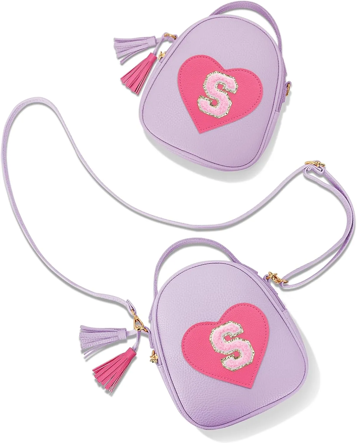 KKXIU Purse Gifts for Girls Cute Little Girl Crossbody Bag Heart Kids Small Backpack with Tassel (Purple-S)
