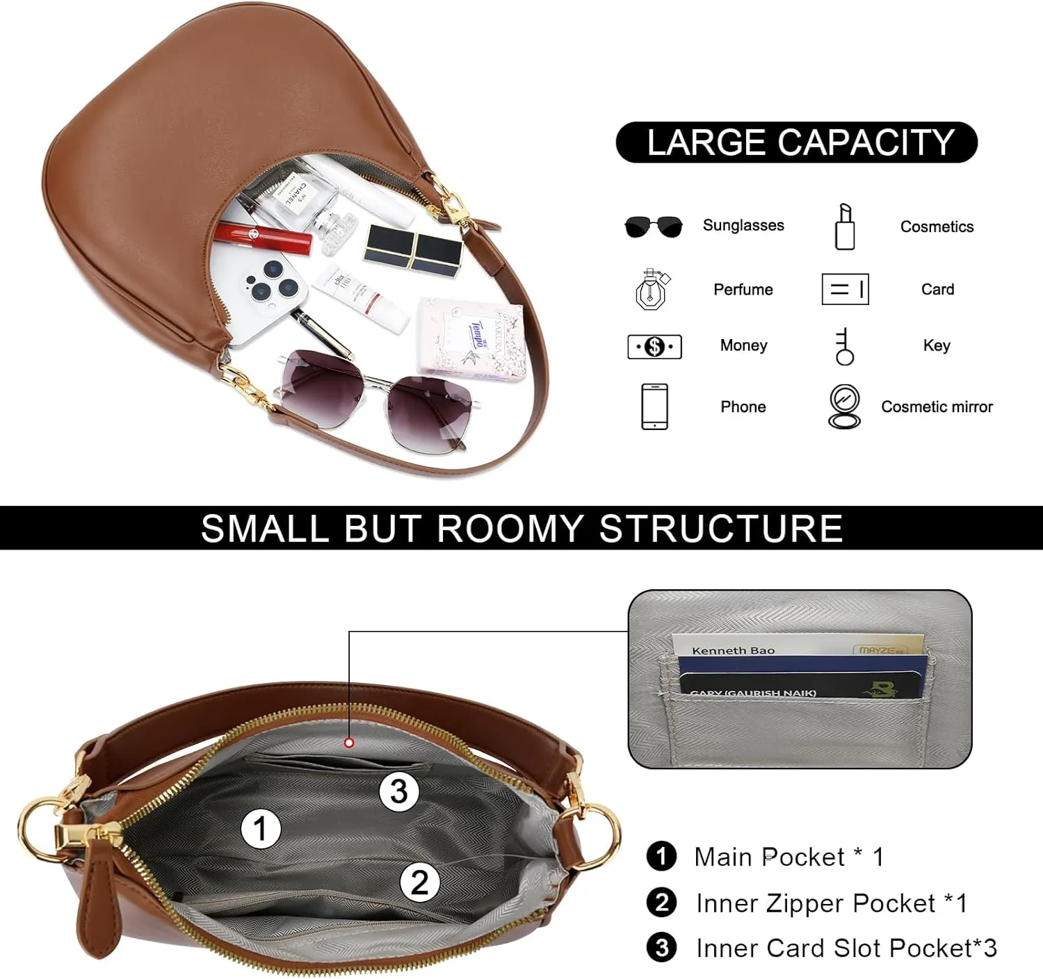 KKXIU Shoulder Bag for Women Small Purse Cute Clutch Hobo Handbag Trendy Crescent Bag