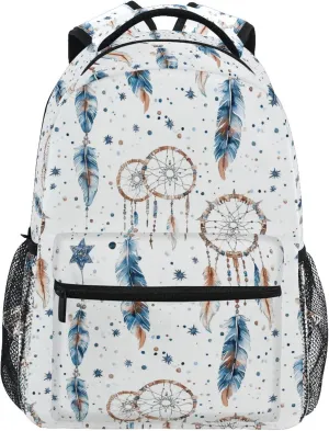 KLL Backpacks for Women Men Fashion Carry On Backpacks with Chest Strap for Travel Trip Western Cowboy Dream Catcher Tribal Star Primitive Charm Sparkling