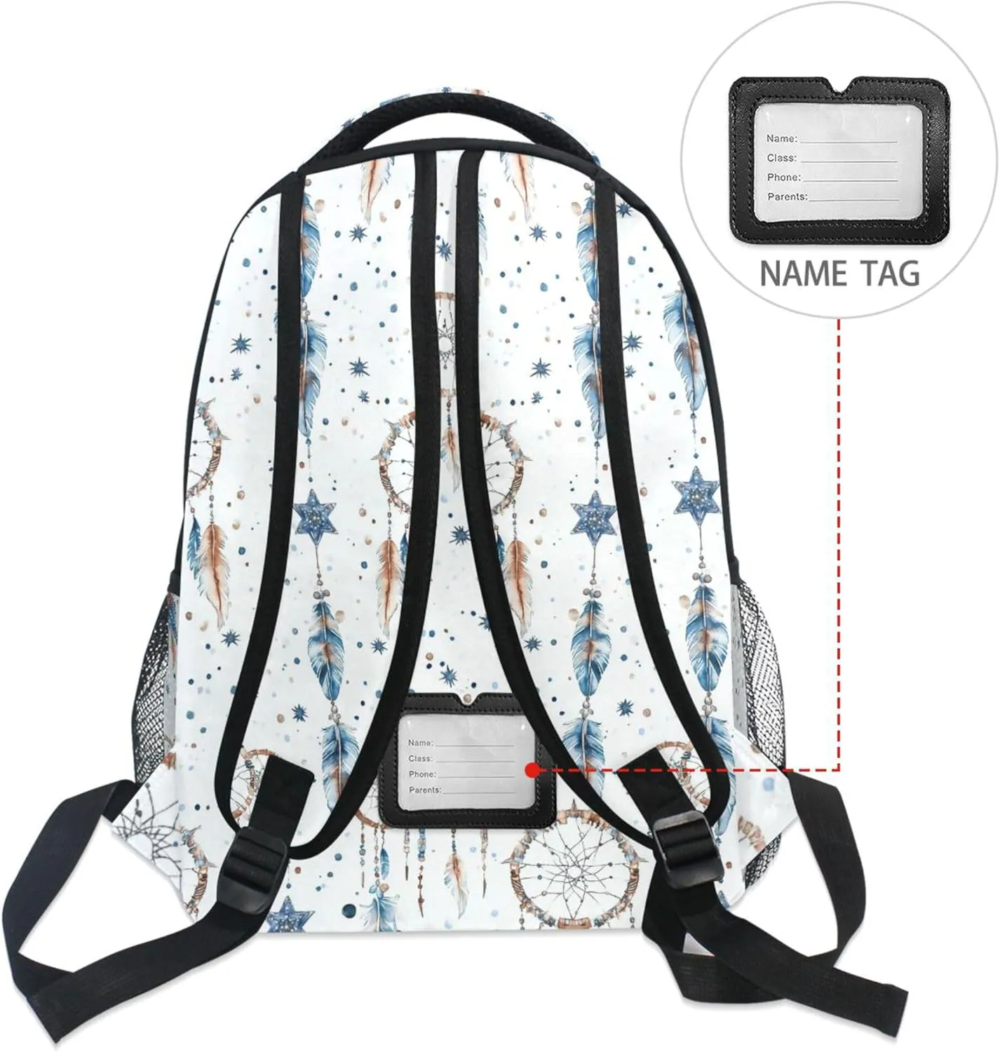 KLL Backpacks for Women Men Fashion Carry On Backpacks with Chest Strap for Travel Trip Western Cowboy Dream Catcher Tribal Star Primitive Charm Sparkling