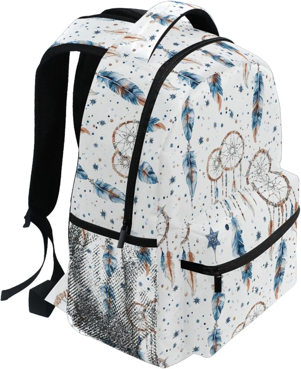 KLL Backpacks for Women Men Fashion Carry On Backpacks with Chest Strap for Travel Trip Western Cowboy Dream Catcher Tribal Star Primitive Charm Sparkling