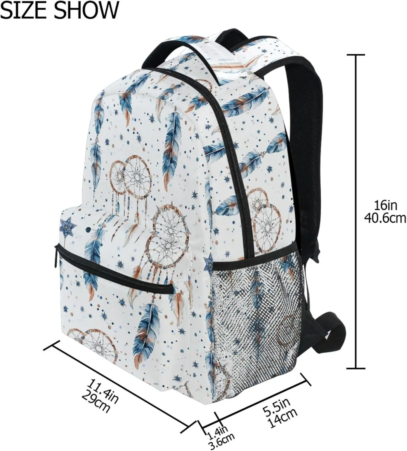 KLL Backpacks for Women Men Fashion Carry On Backpacks with Chest Strap for Travel Trip Western Cowboy Dream Catcher Tribal Star Primitive Charm Sparkling