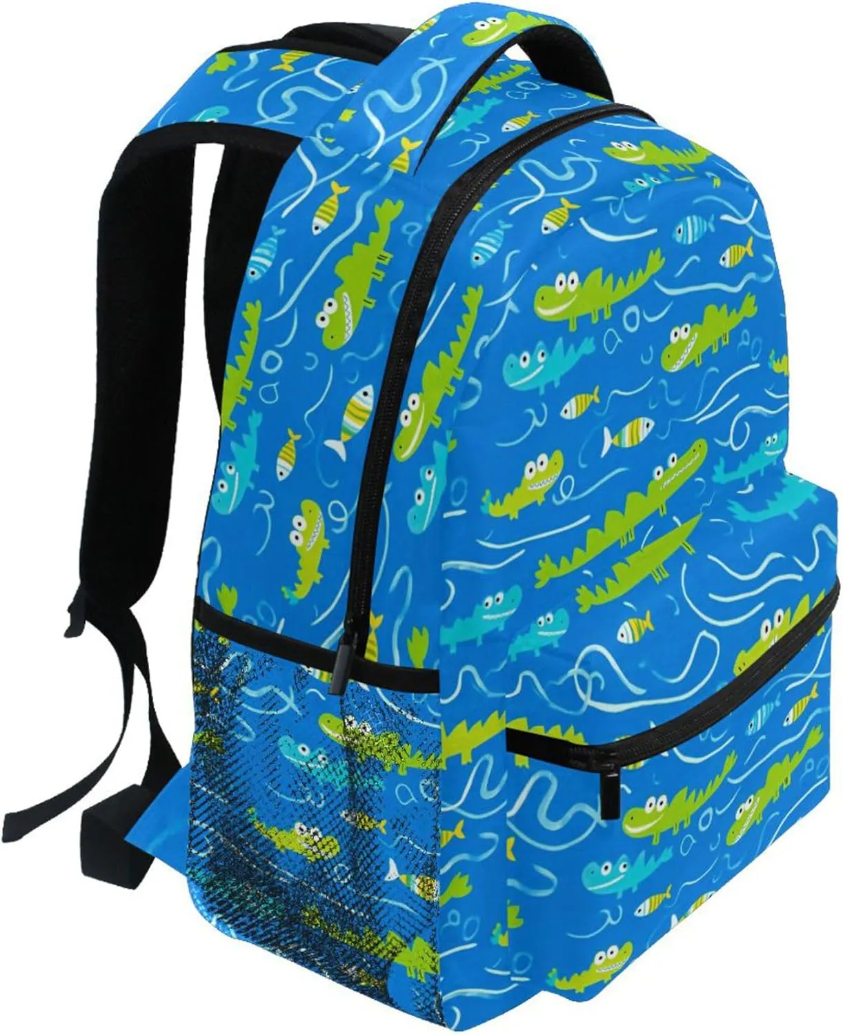 KLL Fun Backpack for Men and Women Waterproof Stylish Travel Bags with Chest Strap Gift Men & Women Animals Crocodile Blue