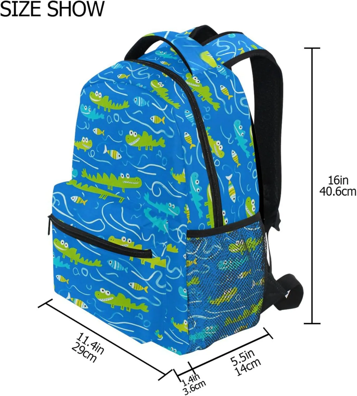 KLL Fun Backpack for Men and Women Waterproof Stylish Travel Bags with Chest Strap Gift Men & Women Animals Crocodile Blue
