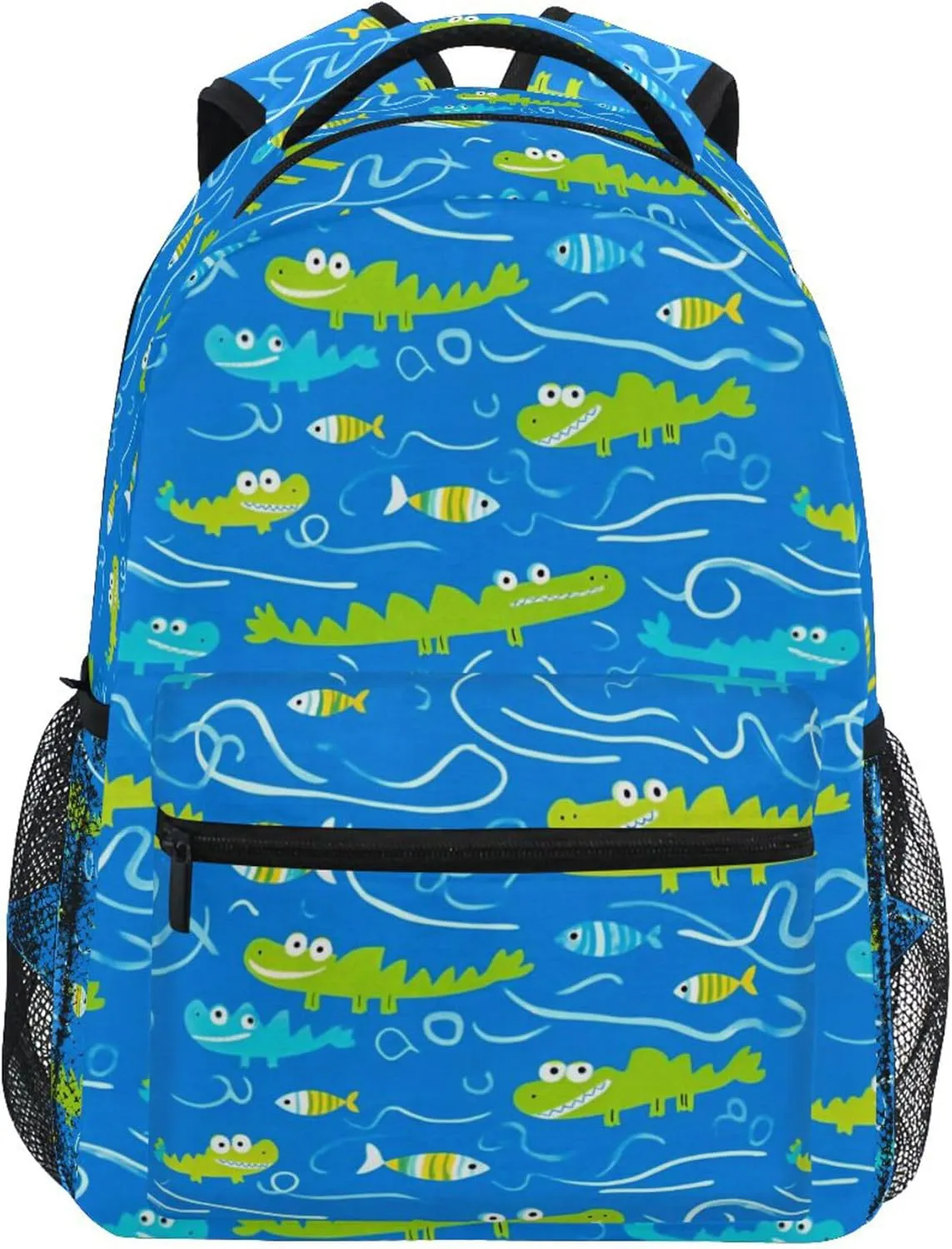 KLL Fun Backpack for Men and Women Waterproof Stylish Travel Bags with Chest Strap Gift Men & Women Animals Crocodile Blue