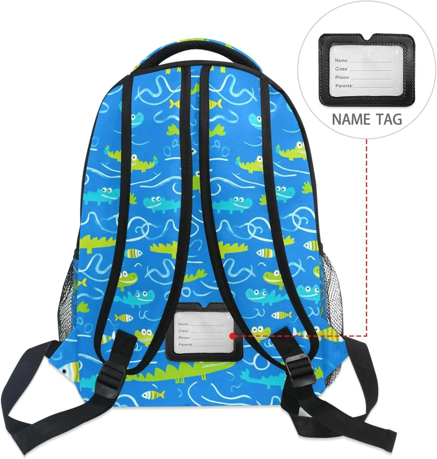 KLL Fun Backpack for Men and Women Waterproof Stylish Travel Bags with Chest Strap Gift Men & Women Animals Crocodile Blue