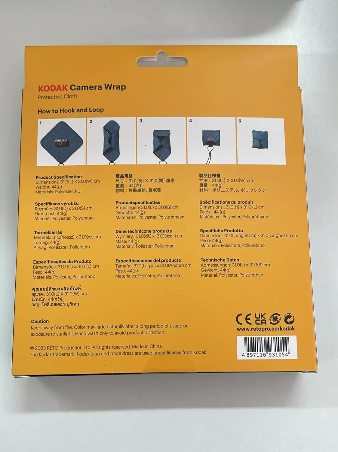 KODAK Camera Wrap Size M 31x31cm - Water-Resistant, Anti-Scratching and Dust-Free Protective Cloth for Mirrorless Camera, Compact Camera, Prime Lens (Black) [ONE item]
