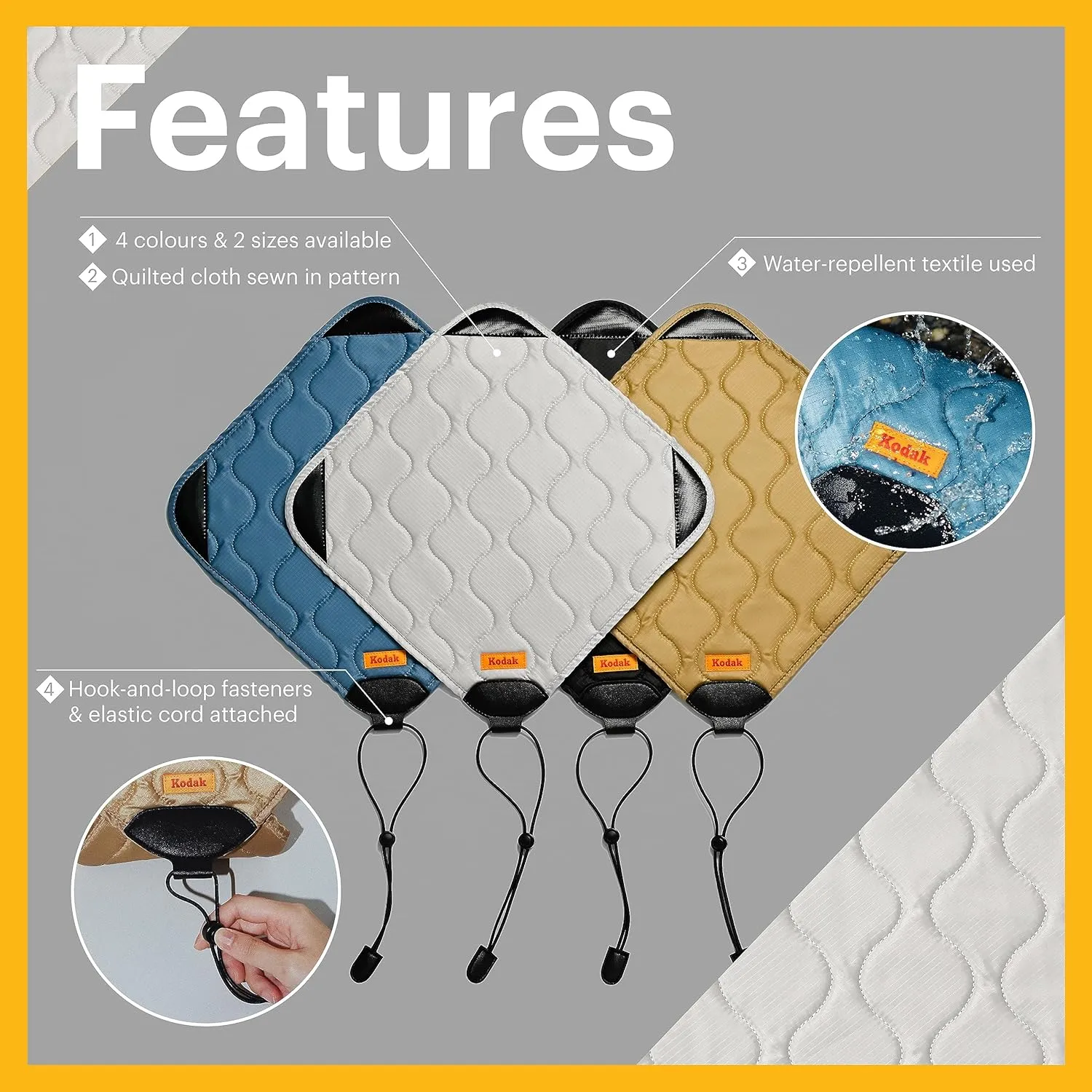 KODAK Camera Wrap Size M 31x31cm - Water-Resistant, Anti-Scratching and Dust-Free Protective Cloth for Mirrorless Camera, Compact Camera, Prime Lens (Black) [ONE item]