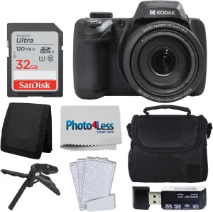 Kodak PIXPRO AZ528 Digital Camera (Black) Bundle with 32GB Memory Card   Camera Case   Memory Card Wallet   Screen Protectors   Accessories