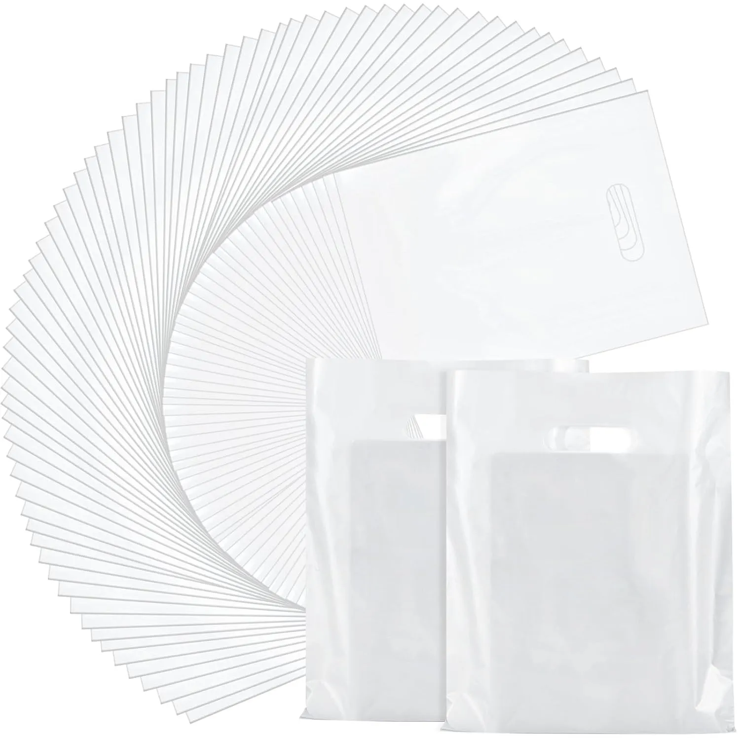 Kosiz 1000 Pcs Plastic Shopping Bags Bulk 9 x 12 in Goodie Merchandise Bags with Die Cutting Handles Small Party Favor Gift for Business, Mother Day, Birthday, Wedding Party Supplies(White)