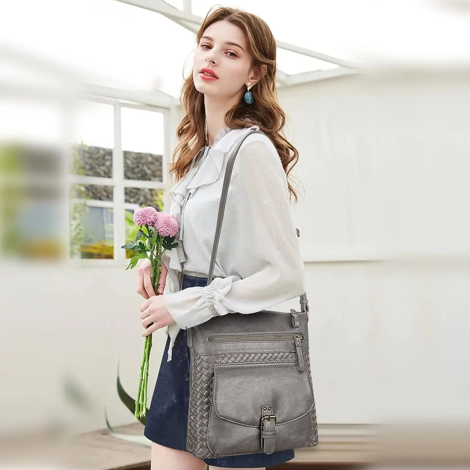 KouLi Buir Crossbody Purses for Women - PU Leather Shoulder Handbags Sling Bag Crossboby Bags Medium Multi Pockets