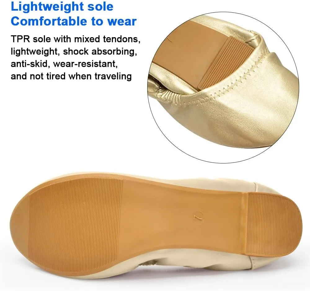 KUNWFNIX Women's Ballet Flats Crystal Wedding Ballerina Shoes Pointed Toe Pearl Diamond Low Heel Comfortable Dressy Work Business Dance Flats