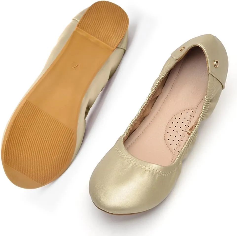 KUNWFNIX Women's Ballet Flats Crystal Wedding Ballerina Shoes Pointed Toe Pearl Diamond Low Heel Comfortable Dressy Work Business Dance Flats