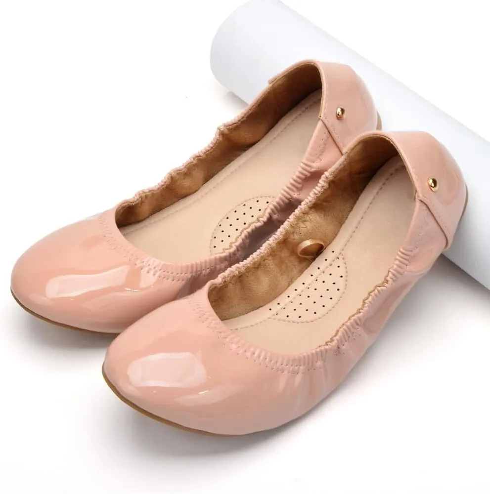 KUNWFNIX Women's Ballet Flats Crystal Wedding Ballerina Shoes Pointed Toe Pearl Diamond Low Heel Comfortable Dressy Work Business Dance Flats